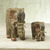 Wood statuettes, 'Tweben Me Elephants' - Two Sese Wood Antiqued Elephant Statuettes from Ghana