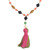 Cotton and recycled plastic pendant necklace, 'Caretaker' - Cotton and Recycled Plastic Pendant Necklace from Ghana (image 2c) thumbail