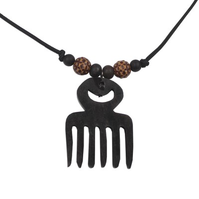 Ebony pendant necklace,