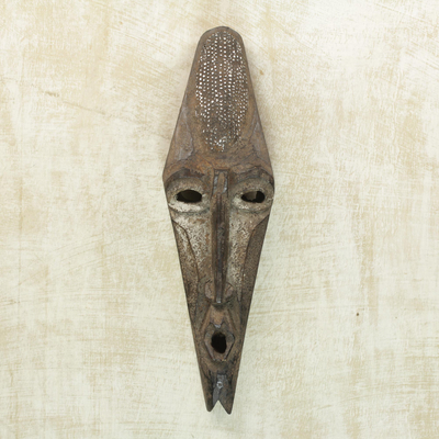 African wood mask, 'Agya' - Artisan Hand Carved Agya Father Sese Wood Mask from Ghana