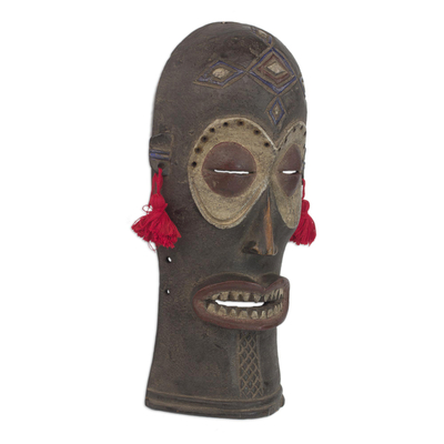 Afrikanische Holzmaske, 'Chihongo' - Handgeschnitzte afrikanische Chokwe Chihongo Sese Holzmaske