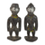 Wood sculptures, 'Ewe Dolls' (pair) - Two Sese Wood and Recycled Glass Sculptures from Ghana