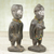 Wood sculptures, 'Ewe Dolls' (pair) - Two Sese Wood and Recycled Glass Sculptures from Ghana