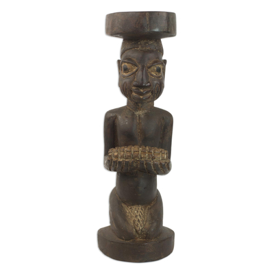 Handcrafted Sese Wood Sculpture of a Yoruba Man from Ghana