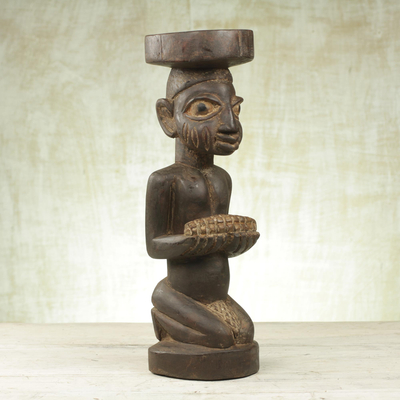 Wood sculpture, 'Yoruba Man' - Handcrafted Sese Wood Sculpture of a Yoruba Man from Ghana