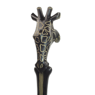 bastón de madera - Bastón de jirafa de madera sese decorativo tallado a mano