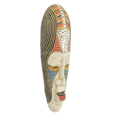 African wood mask, 'Ajala' - Hand Carved Rubberwood Ajala Victory Mask from Ghana
