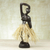 Wood statuette, 'Raffia Dancer' - Raffia Skirt Hand Carved Sese Wood Dancer Statuette