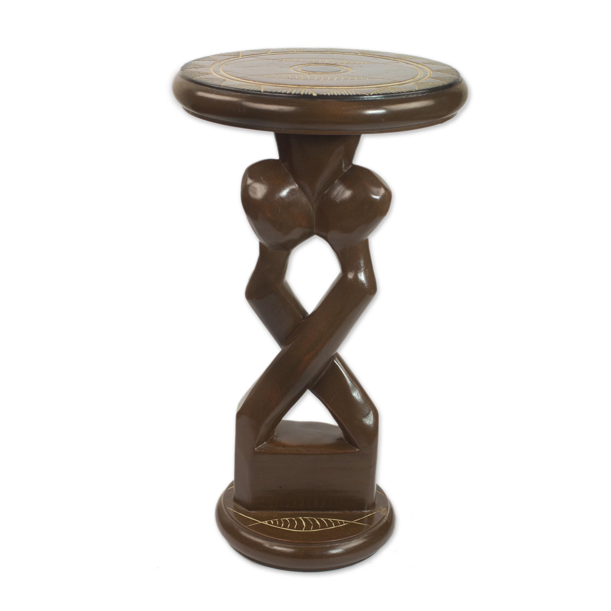 Handcrafted Cedarwood Artistic Accent Table from Ghana Entwined