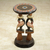 Wood accent table, 'Sankofa Duo' - Hand-Carved Cedarwood Adinkra Accent Table from Ghana