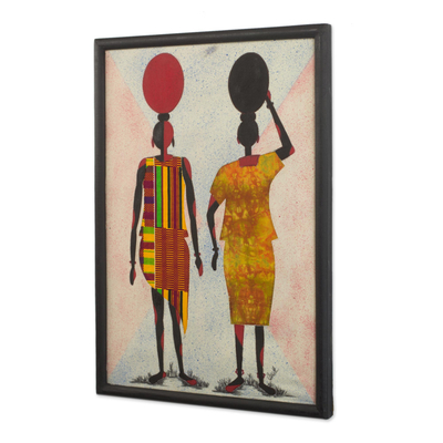 Batik-Wandkunst aus Baumwolle - Handgefertigte Batik-Wandkunst afrikanischer Frauen aus Ghana