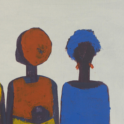 „Afrikanischer Stil“. - Stilisiertes Acryl-Porträt von fünf modernen afrikanischen Frauen