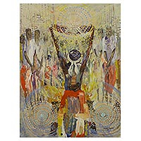 'This We Offer' - Signed Expressionistic Painting of a Ghanaian Ceremony