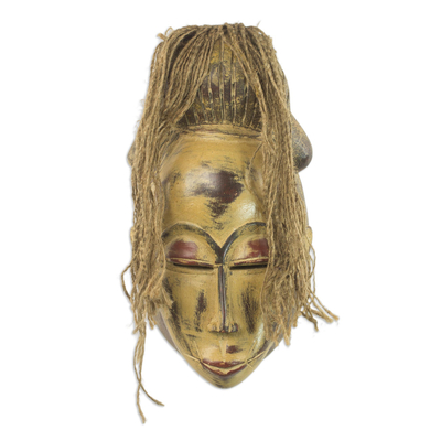 Máscara de madera africana - Máscara de festival de madera de sésé africana hecha a mano de Ghana