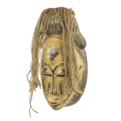 Máscara de madera africana - Máscara de festival de madera de sésé africana hecha a mano de Ghana
