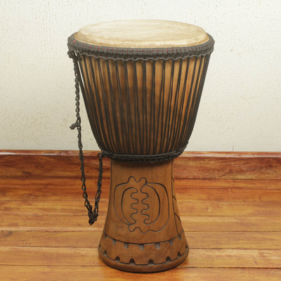 Wood djembe drum, 'Good Energy' - Wood djembe drum