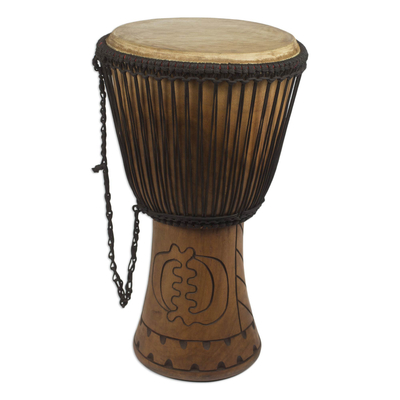 Wood djembe drum, 'Good Energy' - Wood djembe drum