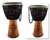 Wood djembe drum, 'Gye Nyame and Egyptian Woman' - Wood djembe drum