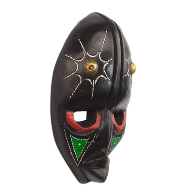 Máscara de madera africana - Máscara de pared de madera de sésé africana tallada a mano de Ghana