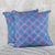 Cotton cushion covers, 'Blue Weave' (pair) - 100% Cotton Pink and Blue Weave Print Pair of Cushion Covers