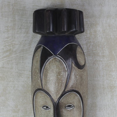 Máscara de madera africana - Máscara Africana de Madera del Rey Sesé Tallada y Pintada a Mano