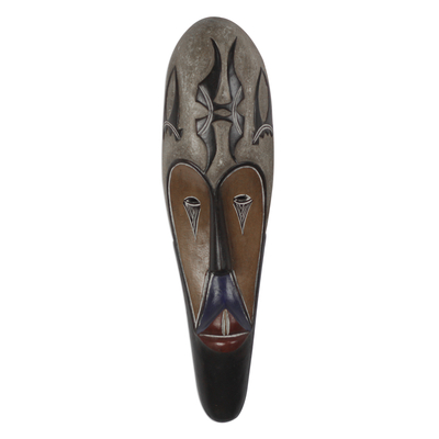 African wood mask, 'Fang Beauty' - Hand-Carved Sese Wood Fang Beauty Hand-Painted African Mask