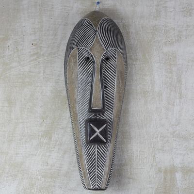 Afrikanische Holzmaske - Handgeschnitzte Songye-Mann-Wandmaske aus afrikanischem Sese-Holz