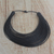 Leather statement necklace, 'Bayala' - Handmade Black Leather Strand Statement Necklace from Ghana (image 2) thumbail