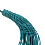 Leather statement necklace, 'Pogyende' - Handmade Emerald Leather Strand Statement Necklace of Ghana