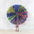 Cotton and leather hand fan, 'Ghana Breeze' - Handcrafted Multicolored Cotton and Leather Fan from Ghana