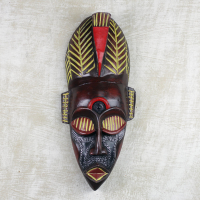 Handmade African Wood Mask with Bird Beak - Eyelash Bird | NOVICA
