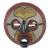 Máscara de madera africana - Máscara africana de madera de sésé con diseño de corazón de latón, de Ghana