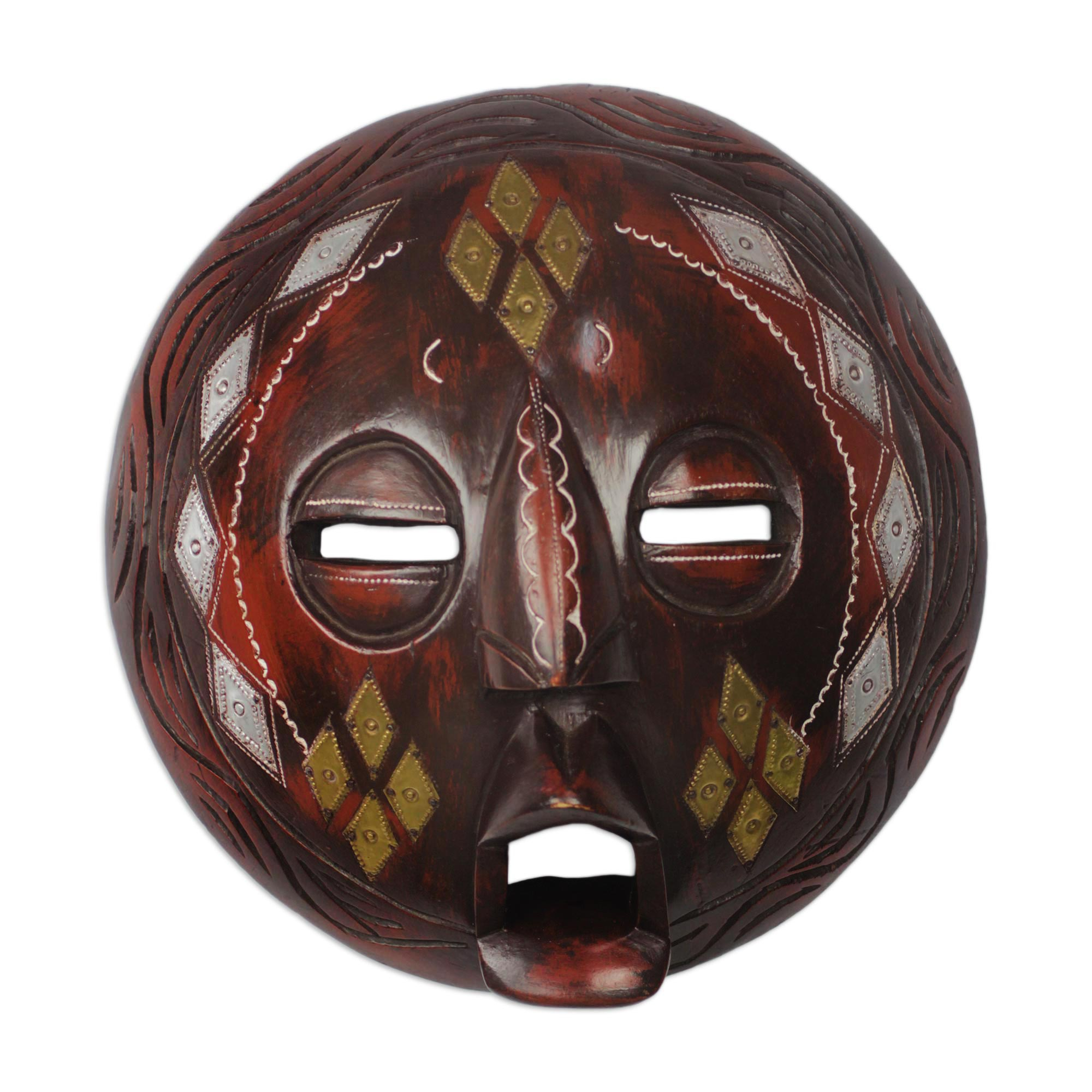 Unicef Market Diamond Motif African Sese Wood Mask From Ghana