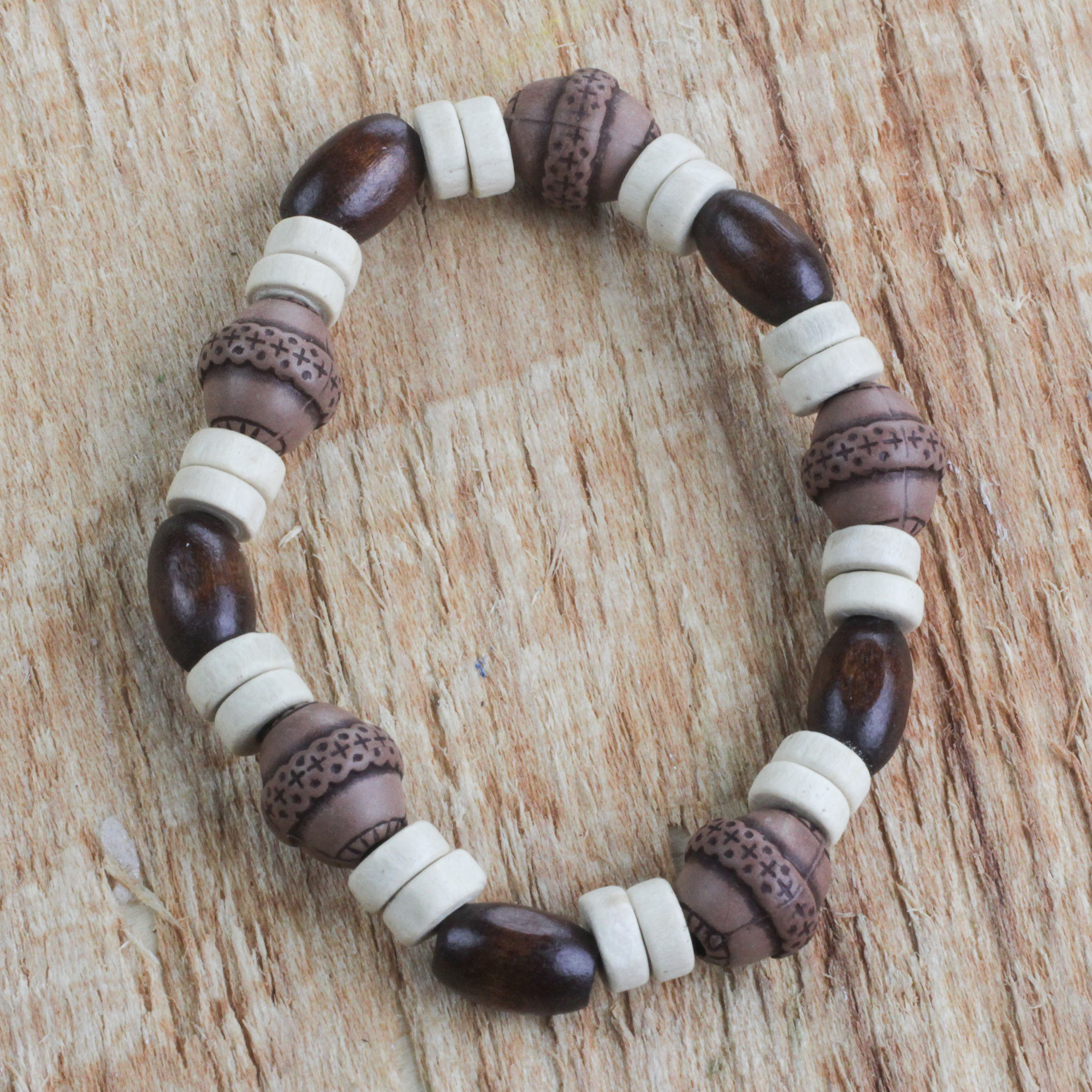 UNICEF Market | Wood and Recycled Plastic Beaded Stretch Bracelet from ...