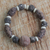 Terracotta, recycled plastic and glass beaded stretch bracelet, 'Earthy Embrace' - Terracotta, Wood and Recycled Plastic Beaded Bracelet
