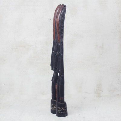 Wood sculpture, 'Twin Couple' - Sese Wood Twin Couple Sculpture from Ghana