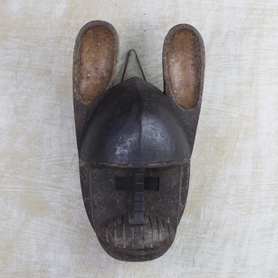 Máscara de madera africana - Máscara tribal Dogon de madera de Sese tallada a mano de Ghana