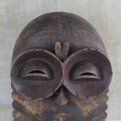 Máscara de madera africana - Máscara tribal de madera de sese africano hecha a mano de Ghana