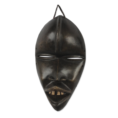 Máscara de madera africana - Máscara de madera estilo Dan tallada a mano en madera de sesé