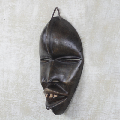 African wood mask, 'Dan Passport' - Dan Style Wood Mask Hand Carved from Sese Wood