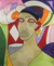 Wandkunst aus Seidenfaden - Originalporträt einer Frau, kubistische Fadenwandkunst