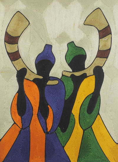 Silk Thread Wall Art with African Music Theme
