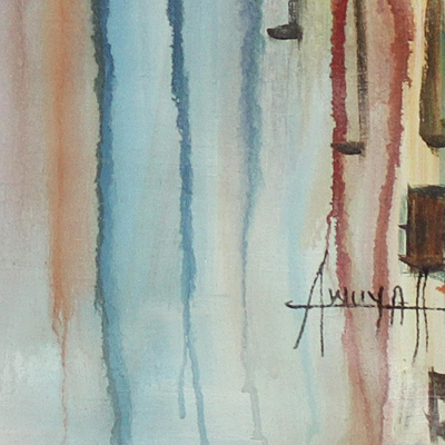 'Urban II' - West African Unstretched Acrylic Painting with Urban Theme