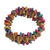 Wood and recycled plastic beaded stretch bracelet, 'Delightful Day' - Wood and Recycled Plastic Beaded Stretch Bracelet from Ghana