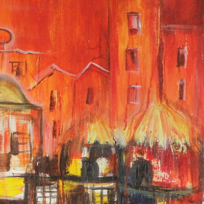 'Urban I' - Unstretched West African Urban Themed Acrylic Painting