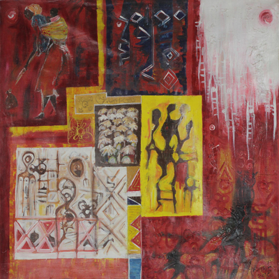 'African Vibe' - Pintura acrílica abstracta temática de África occidental