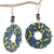 Cotton and wood hoop earrings, 'Vibrant Africa' - Blue and Yellow Cotton Hoop Dangle Earrings from West Africa