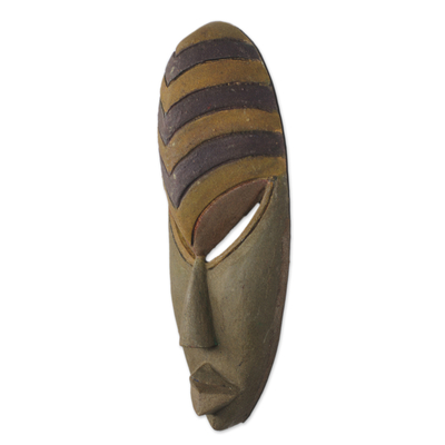 Afrikanische Holzmaske - Strukturierte ghanaische Maske, handgeschnitzt aus Holz