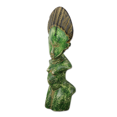 estatuilla de madera - Estatuilla de figura femenina de madera tallada a mano de Ghana