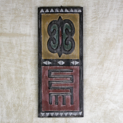 arte de la pared de madera - Arte de pared de madera de Ghana con símbolos Akan